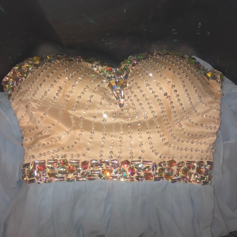 Periwinkle jeweled prom dress